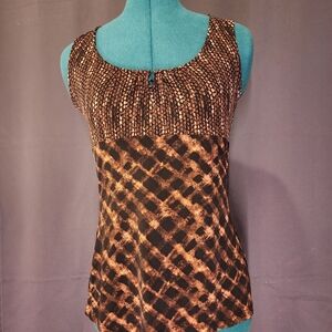 Women's Black and Brown Sleeveless Top